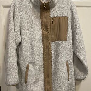 Lands' End Tan and Cream Sherpa Jacket